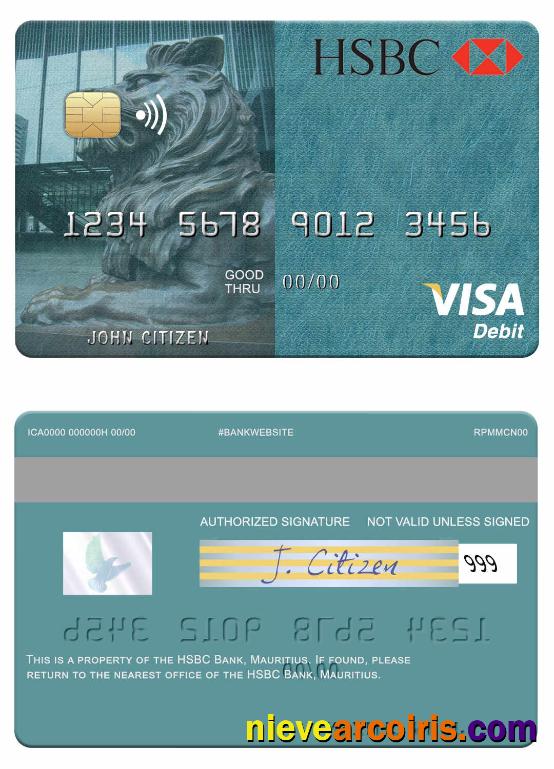 Mauritius HSBC Bank visa debit card